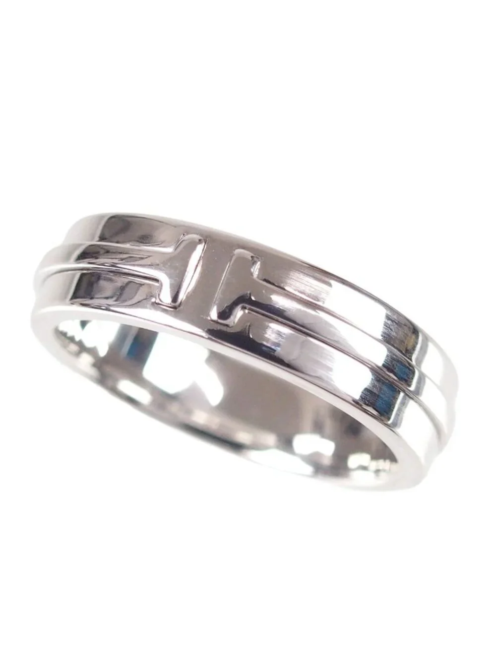 Tiffany & Co T Two Wide White Gold 18K Ring